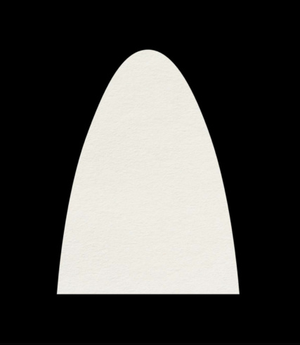 Ysios label shape with nothing printed on displayed on a black background